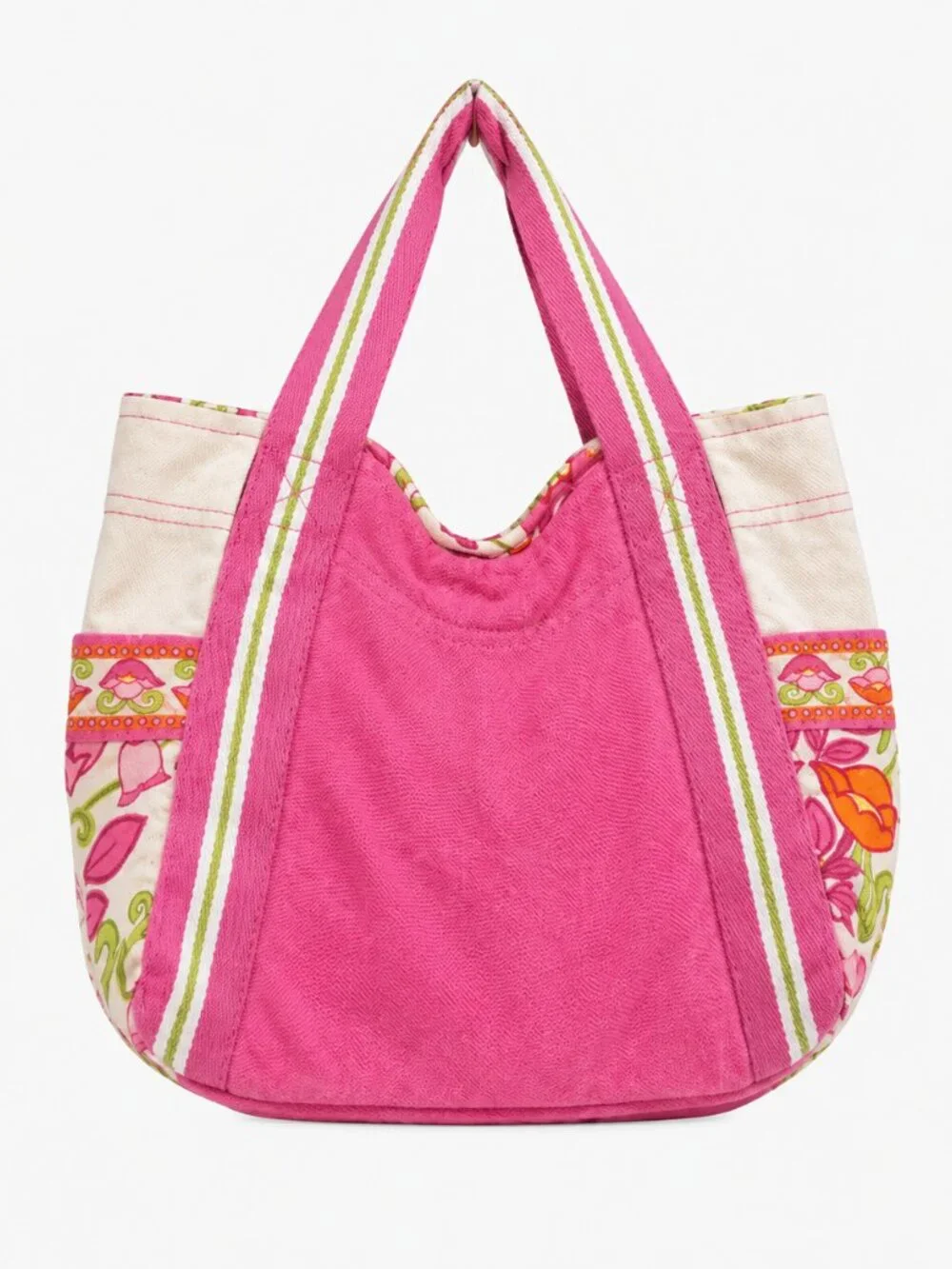 Vera Bradley Jazzy Blooms Colorblock Tote Pink Floral Canvas Prep Retired Print